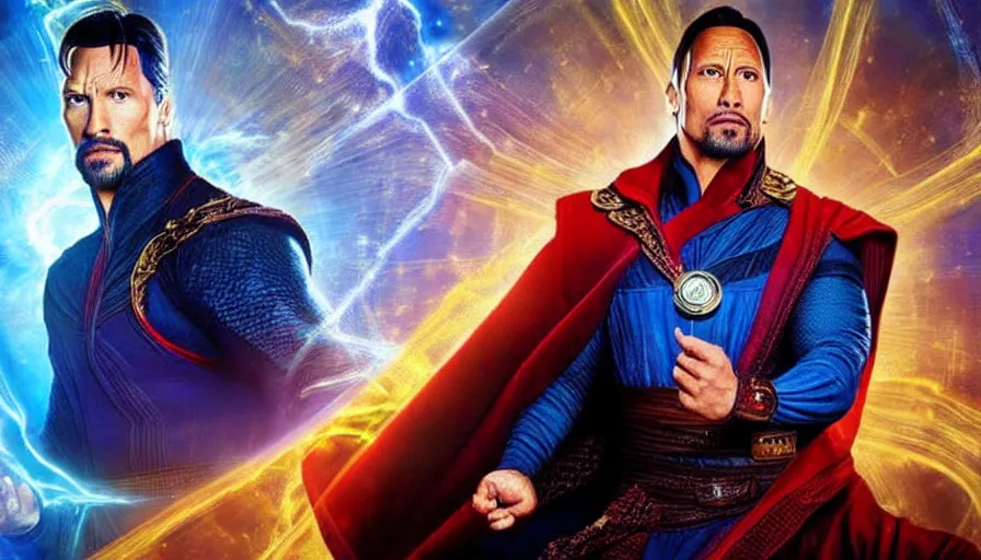 Prompt: dwayne johnson as the doctor strange, photorealistic photo,