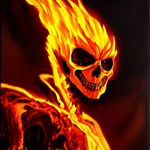 Prompt: Ghost Rider oil painting, 8K, study light