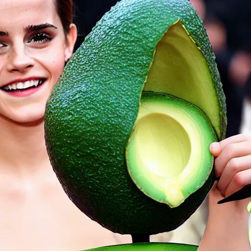 Image similar to emma watson as an avocado chair