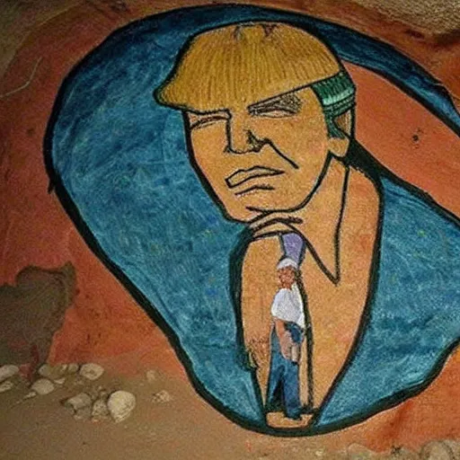 Image similar to Cave-painting!! Of (((((Donald trump)))))