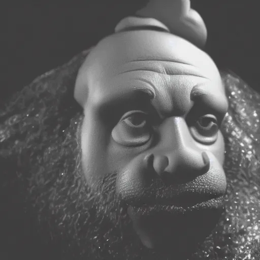 Image similar to Karl Marx Shrek Hybrid, photoshoot, 30mm, Taken with a Pentax1000, studio lighting