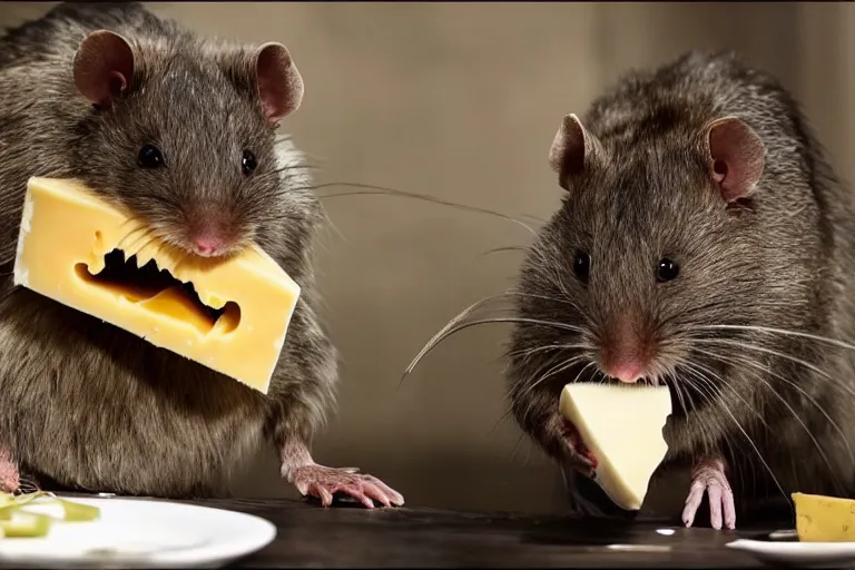 Image similar to photo, emma watson as furry antropomorphic rat, eats cheese, highly detailed, intricate details