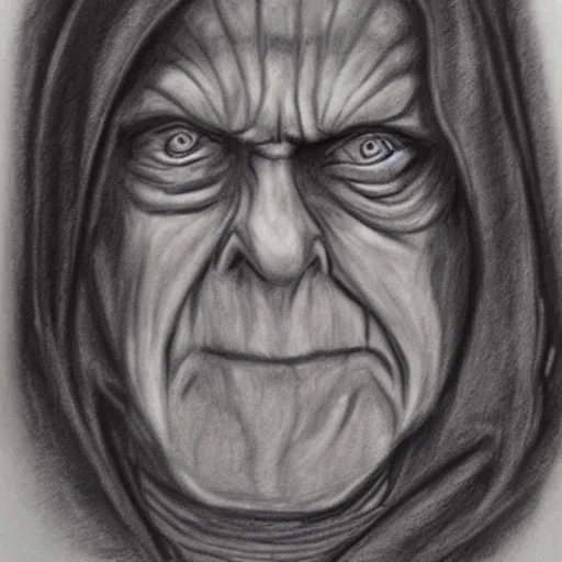 Image similar to Charcoal sketch of Emperor Palpatine