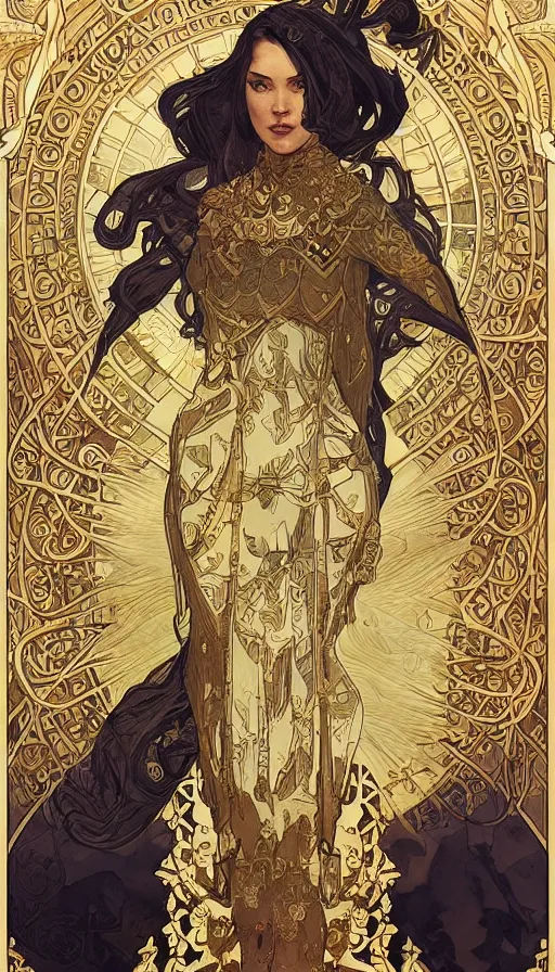 Image similar to soldiers, highly detailed, very intricate, art nouveau, gold filigree, left right symmetry, tarot concept art watercolor illustration by mandy jurgens and alphonse mucha and alena aenami, featured on artstation