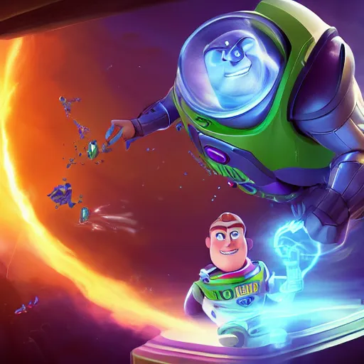 Image similar to portrait of elon musk as buzz lightyear, league of legends amazing splashscreen artwork, splash art, natural light, elegant, photorealistic facial features, intricate, fantasy, detailed face, atmospheric lighting, anamorphic lens flare, cinematic lighting, league of legends splash art, hd wallpaper, ultra high details by greg rutkowski