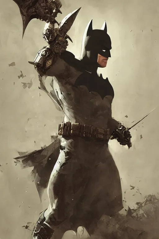 Image similar to batman, legendary warrior, heroic fighter, decorative ornaments, battle armor, by carl spitzweg, ismail inceoglu, vdragan bibin, hans thoma, greg rutkowski, alexandros pyromallis, perfect face, sharply focused, sharply detailed, centered, realistic shading