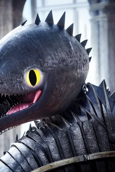 Image similar to very very intricate photorealistic photo of a chain chomp in an episode of game of thrones, photo is in focus with detailed atmospheric lighting, award - winning details