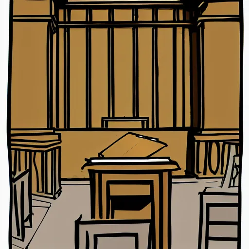 Image similar to courtroom art, lineart