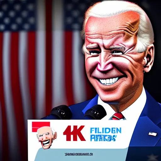 Image similar to joe biden on meth as seen in award winning animated pixar movie 4k octane render