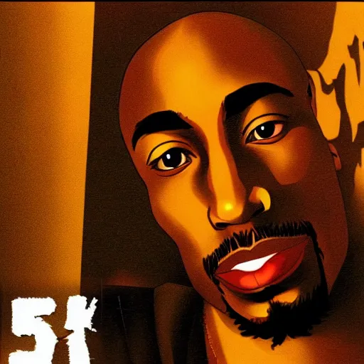 Image similar to Tupac Shakur, screenshot from a 2012s anime