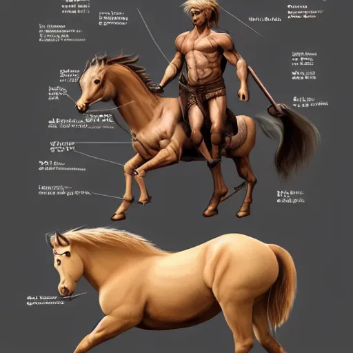 Image similar to centaur centaur centaur anatomy reference sheet, 8k, very detailed.