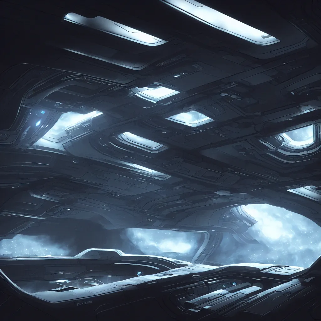 Image similar to Prometheus spaceship interior, evening, detailed matte painting, Lisa Gonzalez, Artstation