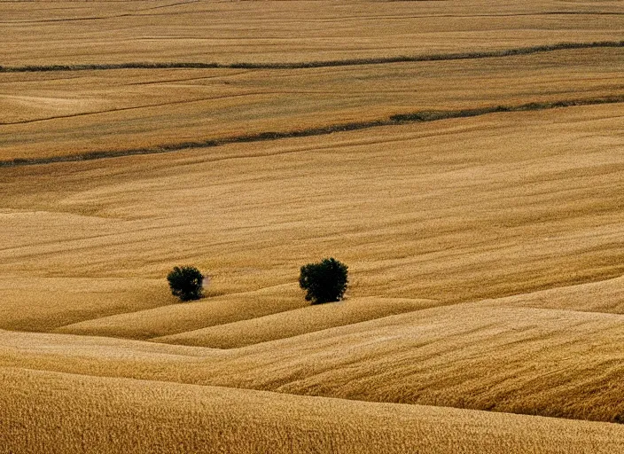 Image similar to minimal endless bland pale bleached sloping wheat farmland by bill watterson from mulan ( 1 9 9 7 )