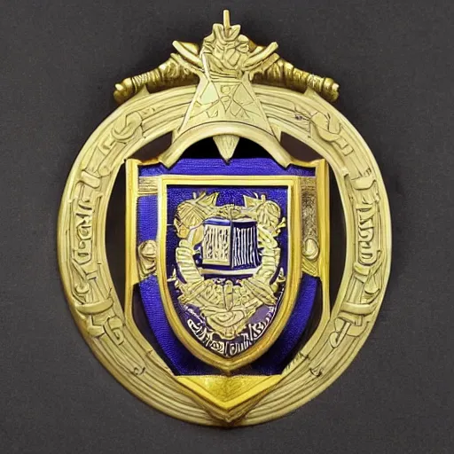 Image similar to high school badge, private school, coat of arms, two - and - a - half dimensions