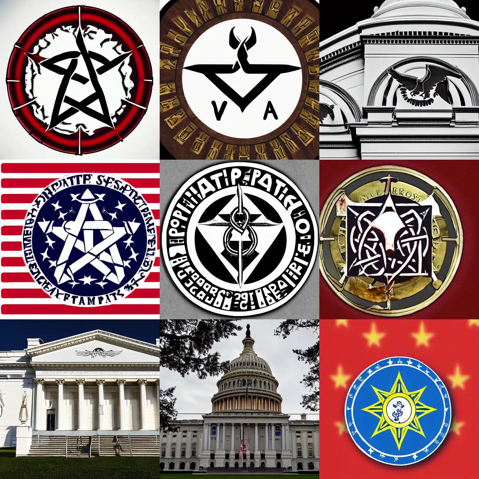 Prompt: Party symbol of the Satanist Party in the U.S. Senate Congress, simple design, voted most popular by this House in 2022