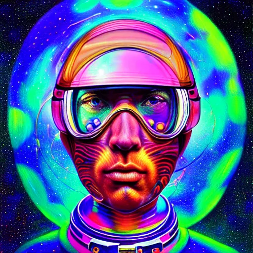 Prompt: An extremely psychedelic portrait of an astronaut, surreal, LSD, face, detailed, intricate, elegant, lithe, highly detailed, digital painting, artstation, concept art, smooth, sharp focus, illustration