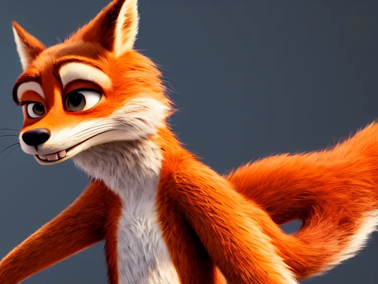 Image similar to a film still from zootopia main character portrait anthro anthropomorphic fox head animal person fursona nick wilde pixar and disney animation, sharp, rendered in unreal engine 5, anime key art by greg rutkowski, bloom, dramatic lighting