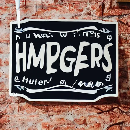 Image similar to photo of a sign outside of a restaurant with the text We Sell Hamburgers