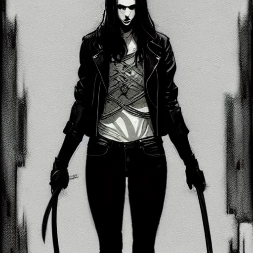 Image similar to rafael albuquerque comic art, peter mohrbacher, steve niles, artgerm, pretty taissa farmiga witch, symmetrical eyes, black leather jacket, jeans, long blonde hair