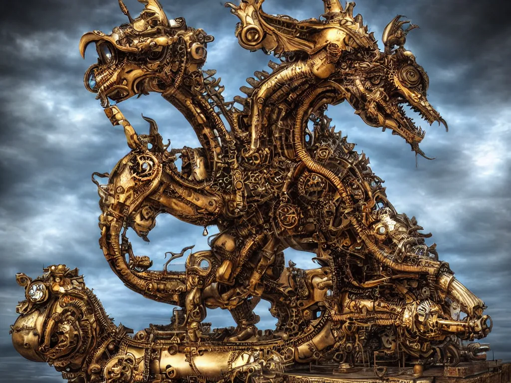 Prompt: steampunk mechanical dragon, HDR photography, 3D realistic materials