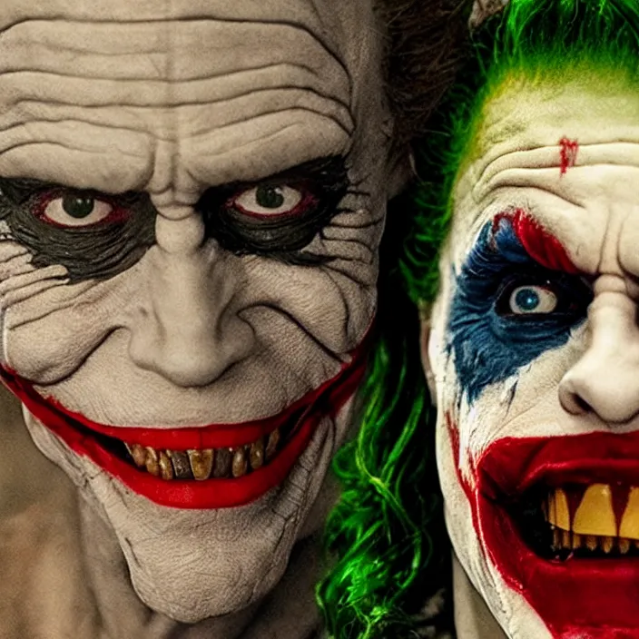 Image similar to willem dafoe as the joker, 8 k, movie still