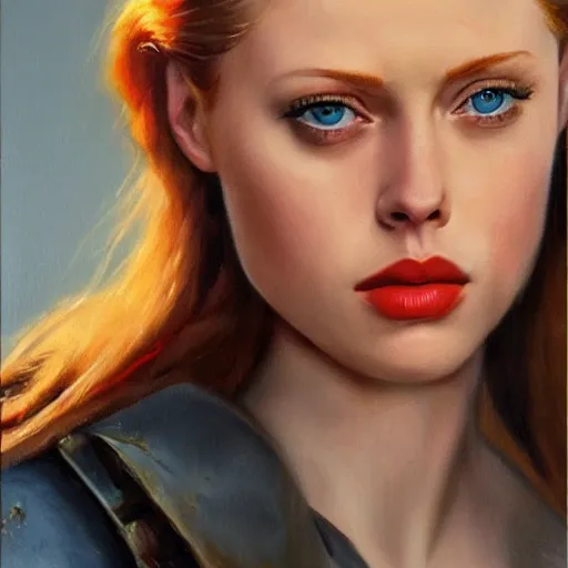 Image similar to ultra realistic portrait painting of deborah ann woll, art by frank frazetta, 4 k, ultra realistic, highly detailed, epic lighting