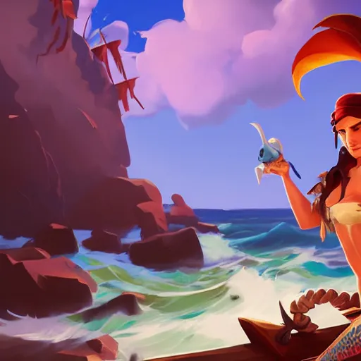 Image similar to jack the pirate mermaid on sea of thieves game avatar hero, behance hd by jesper ejsing, by rhads, makoto shinkai and lois van baarle, ilya kuvshinov, rossdraws global illumination