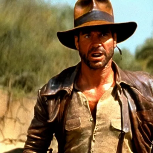 Prompt: still of xavi hernandez as indiana jones in indiana jones : raiders of the lost ark ( 1 9 8 1 )