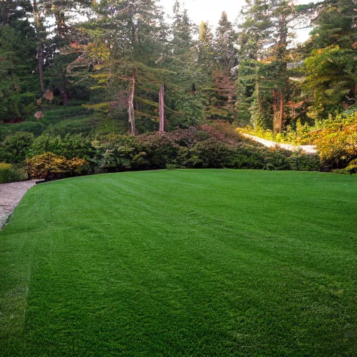 Image similar to the terrace lined the top of a crest, a perfect lawn sloping shallowly downward on all sides. Not quite steep enough to sled down in the winter, but the kind you'd lie back on and look at stars. A few dozen paces down the far end sat a series of bushes in the mulch, and blah blah blah