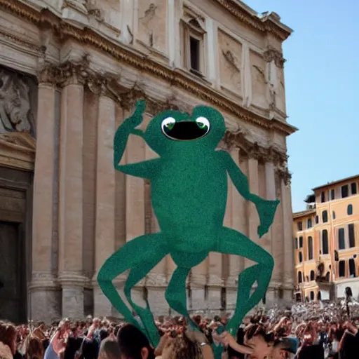 Prompt: frogman dancing in rome