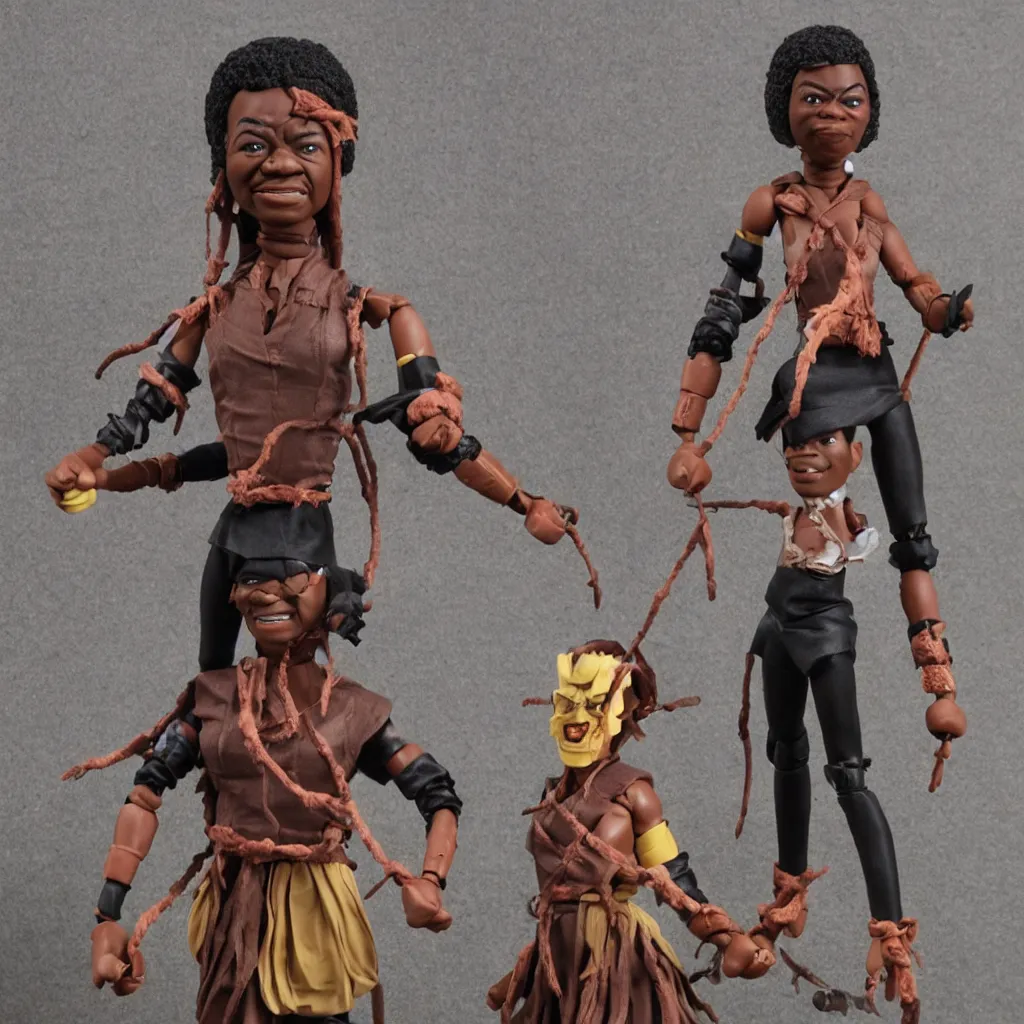 Image similar to maya angelou cosplay kunta kinte, stop motion vinyl action figure, plastic, toy, butcher billy style