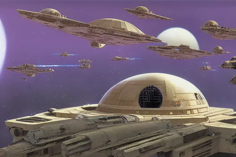 Prompt: star wars theed naboo painting by ralph mcquarrie