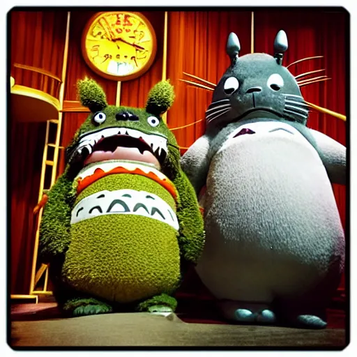 Prompt: “ animatronic stage show with totoro ”