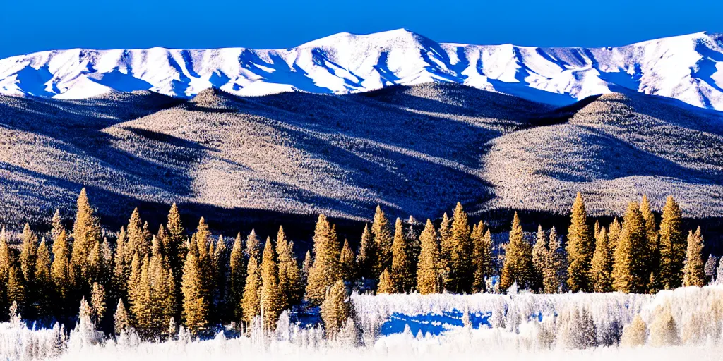 Prompt: colorado mountains in winter