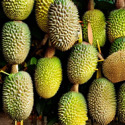 Prompt: a durian dreaming of becoming the fruit of the year