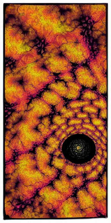 Prompt: cosmic folding in spacetime by marina apollonio, spooky autumnal colours