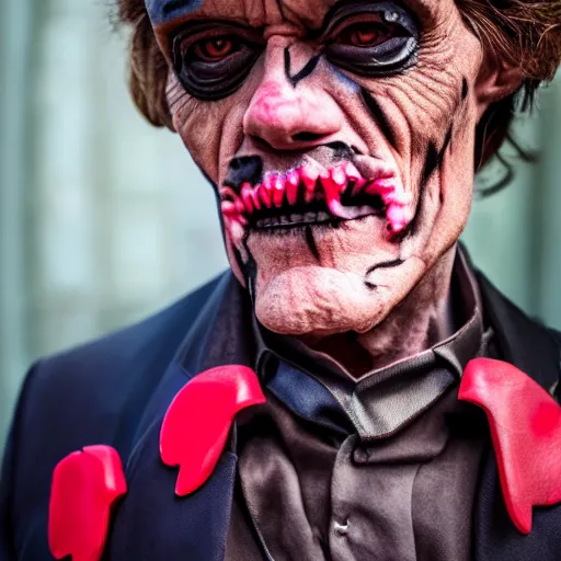 Image similar to willem dafoe trick or treating on halloween, ( sony a 7 r iv, symmetric balance, polarizing filter, photolab, lightroom, 4 k, dolby vision, photography awardm, voque, perfect face )