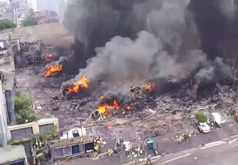 Image similar to cctv footage of a gas explosion