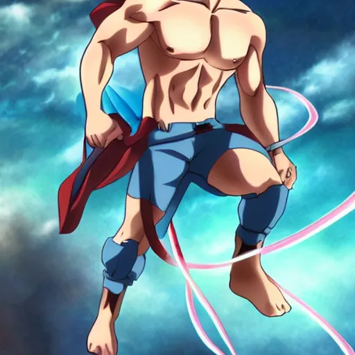 Image similar to still of chris hemsworth with a very muscular body type, anime art, anime style
