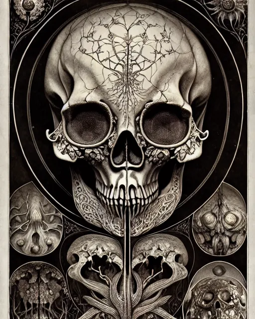 Image similar to art forms of nature by ernst haeckel, memento mori by arthur rackham, ornate antique porcelain beautiful skull mask, ultrasharp, photorealistic, hyperdetailed, octane render, polished, art nouveau, neo - gothic, gothic, intricate ornamental organic filigree, art nouveau botanicals, art forms of nature by ernst haeckel, horizontal symmetry, symbolist, visionary