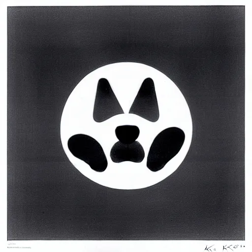 Prompt: minimal geometric dog symbol by karl gerstner, monochrome