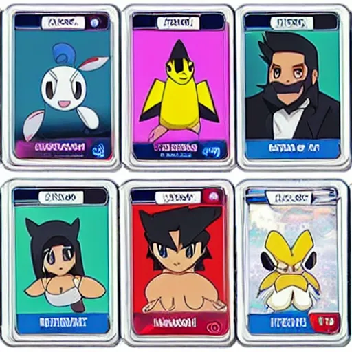 Image similar to pokemon cards with snooki, joe biden, nicki minaj, kim kardashian, osama bin laden, pokemon anime style, hd 8k image high detail, at target