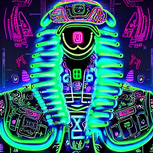 Image similar to detailed quetzalcoatl portrait Neon Operator, cyberpunk futuristic neon, reflective puffy coat, decorated with traditional mayan ornaments by Ismail inceoglu dragan bibin hans thoma !dream detailed portrait Neon Operator Girl, cyberpunk futuristic neon, reflective puffy coat, decorated with traditional Japanese ornaments by Ismail inceoglu dragan bibin hans thoma greg rutkowski Alexandros Pyromallis Nekro Rene Maritte Illustrated, Perfect face, fine details, realistic shaded, fine-face, pretty face