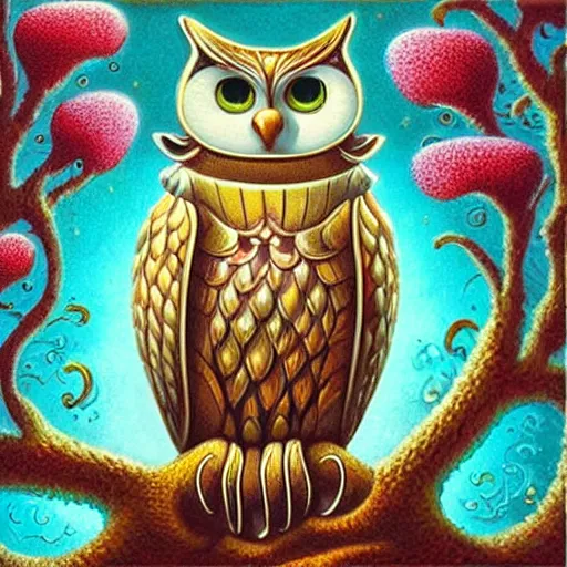 Prompt: cute cat owl figure by naoto hattori and chris dyer