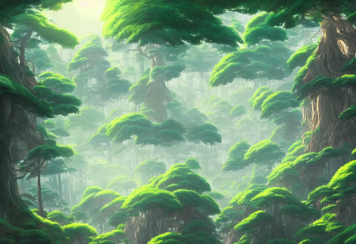 Prompt: a beautiful ultradetailed painting of forest, studio ghibli sunlight, archdaily, wallpaper, highly detailed, trending on artstation