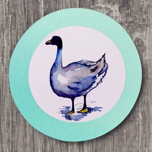 Image similar to cute goose, watercolor, decal design