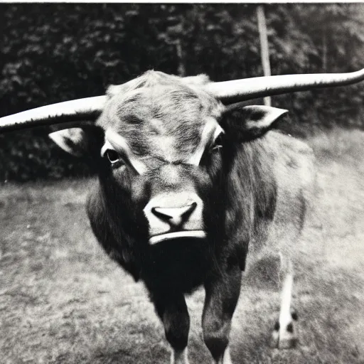 Prompt: a vintage photograph of a minotaur