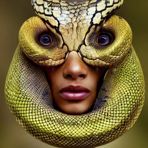 Prompt: snake human hybrid, bold natural colors, national geographic photography, masterpiece, full shot