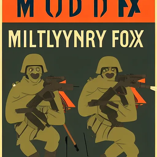 Image similar to modern military foxes, propaganda poster