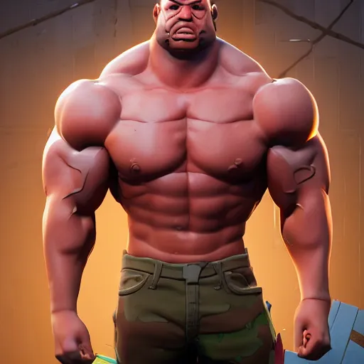 Image similar to bodybuilder jonesy from fortnite, au naturel, hyper detailed, digital art, trending in artstation, cinematic lighting, studio quality, smooth render, unreal engine 5 rendered, octane rendered, art style by klimt and nixeu and ian sprigger and wlop and krenz cushart